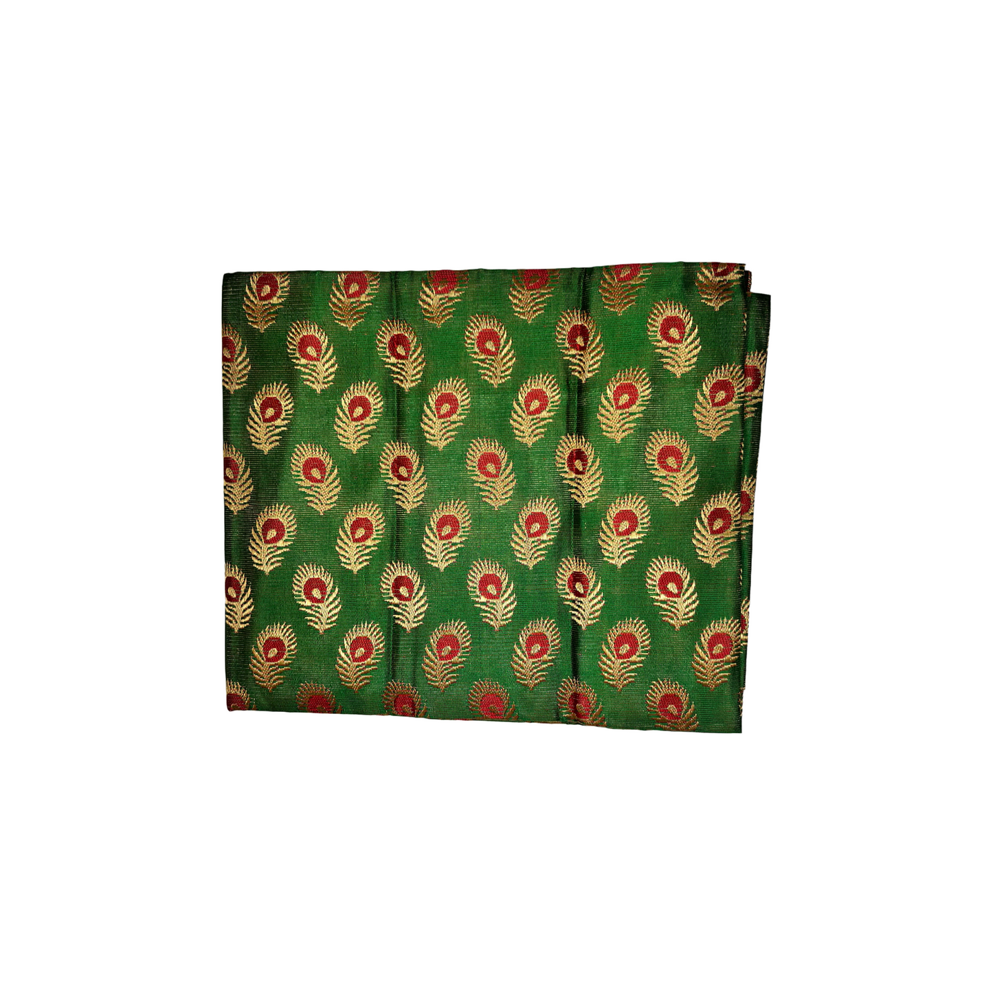 Mor Pankh Peacock Feather Zari butti beautiful design blouse piece Green / pooja blouse piece