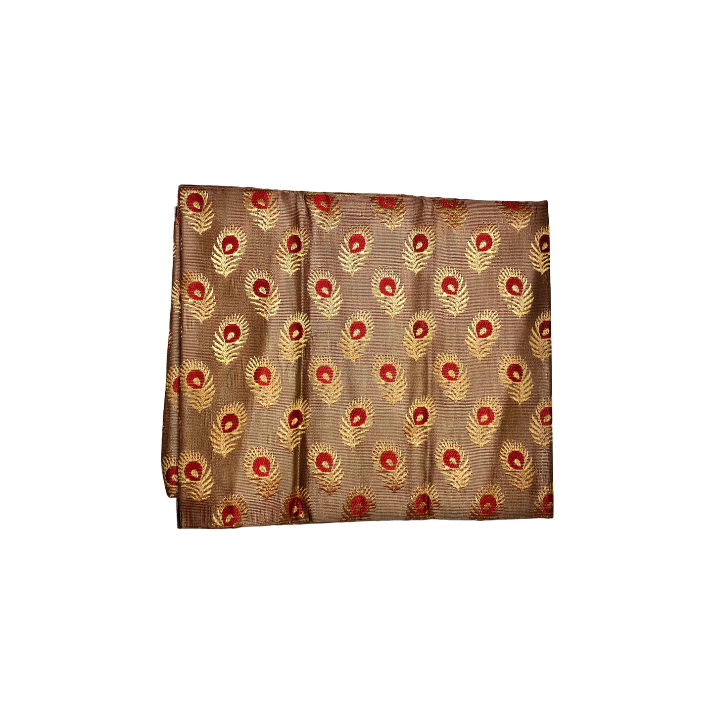 Mor Pankh Peacock Feather Zari butti beautiful design blouse piece Golden / pooja blouse piece