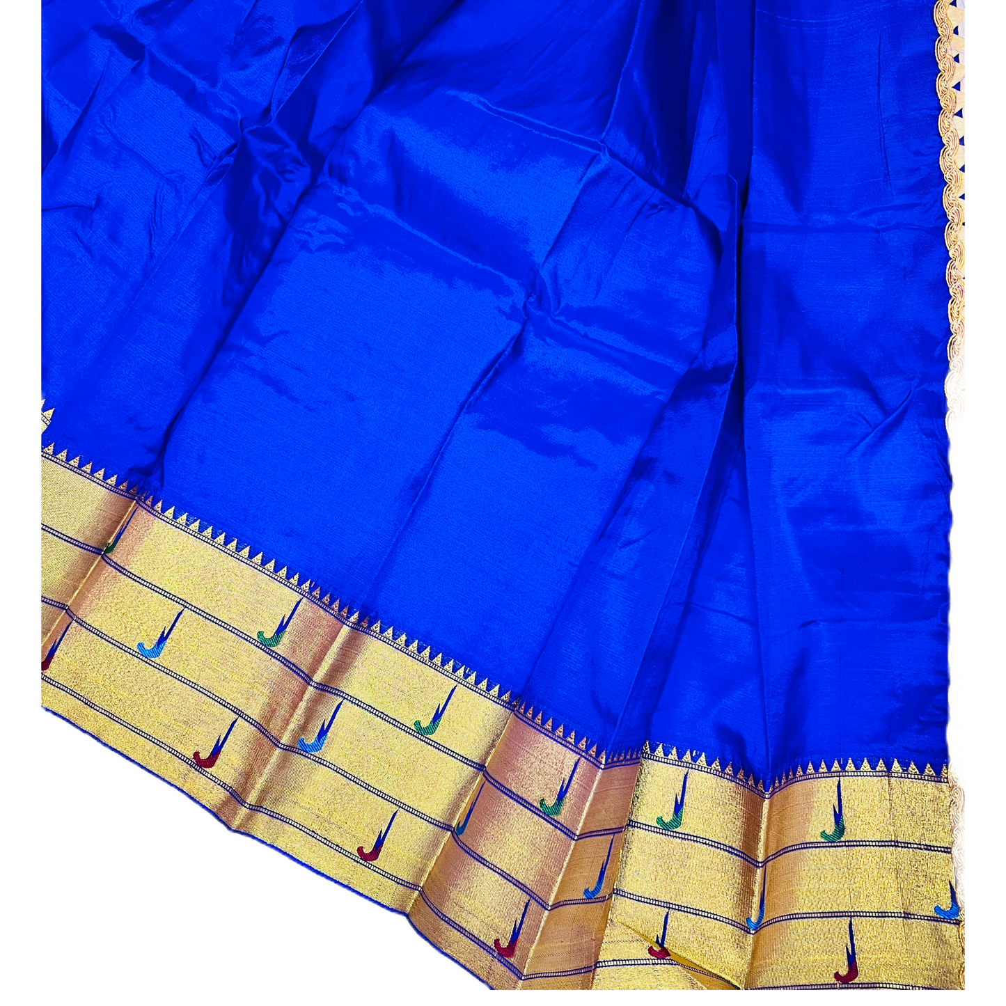 Blue Paithani Gudi Vastra, Readymade Paithani Saree for Gudi Padwa Pooja Close
