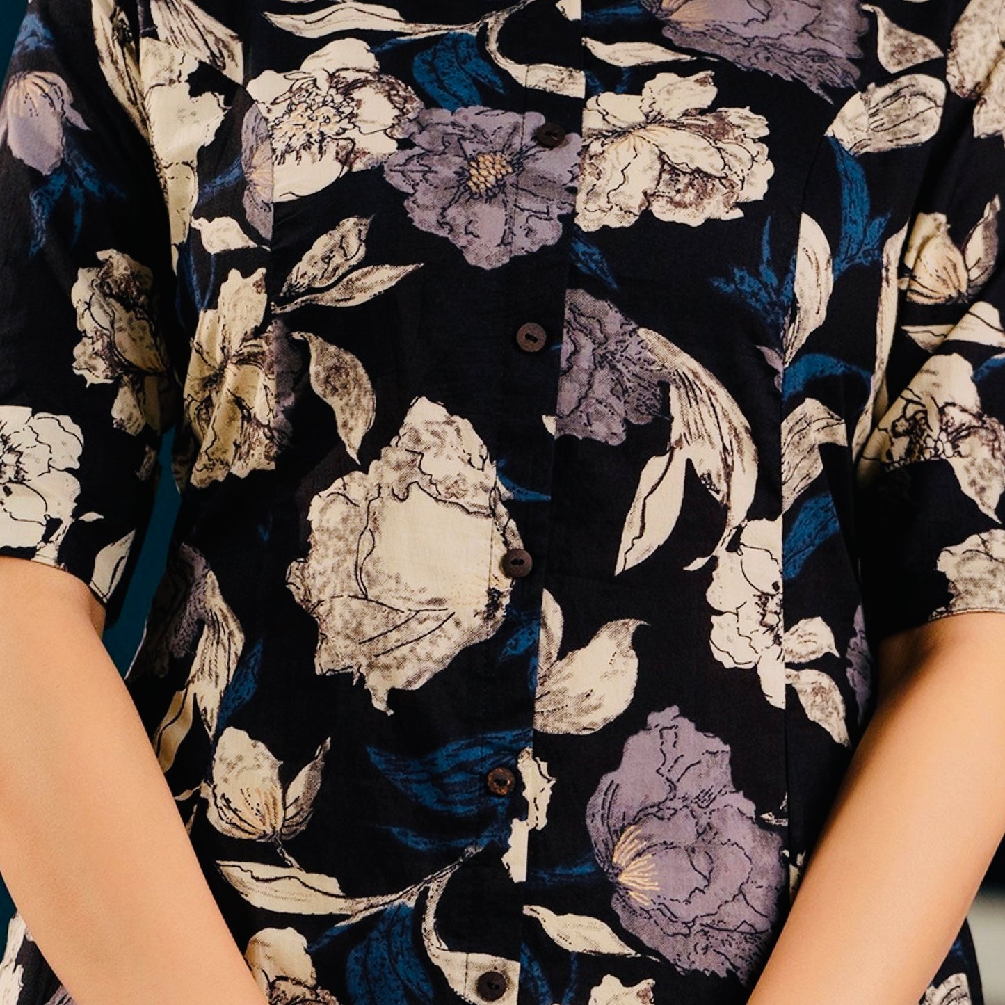 Black Color Jaipuri Floral Print Kurti , Perfect For Summer