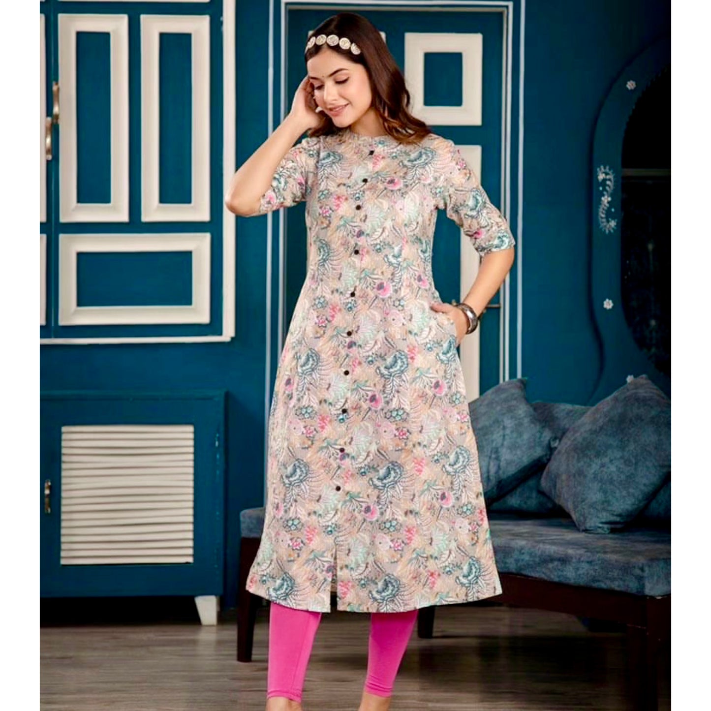 Jaipuri Floral Cotton Flex Kurti