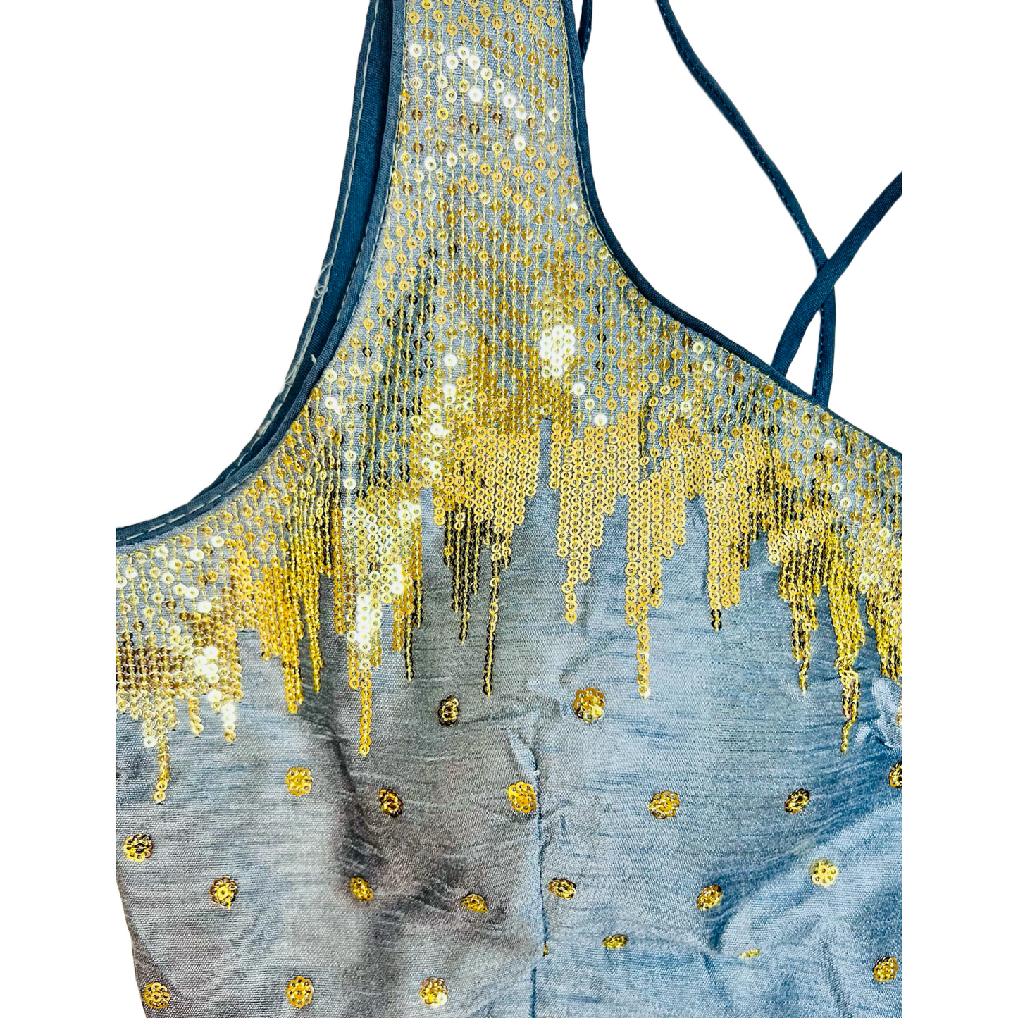 Grey Color Milan Silk Sequence Work Readymade Blouse, Designer Blouse, Crop Top, Tunic Top, Fancy Blouse, Party Wear Blouse, Wedding Blouse