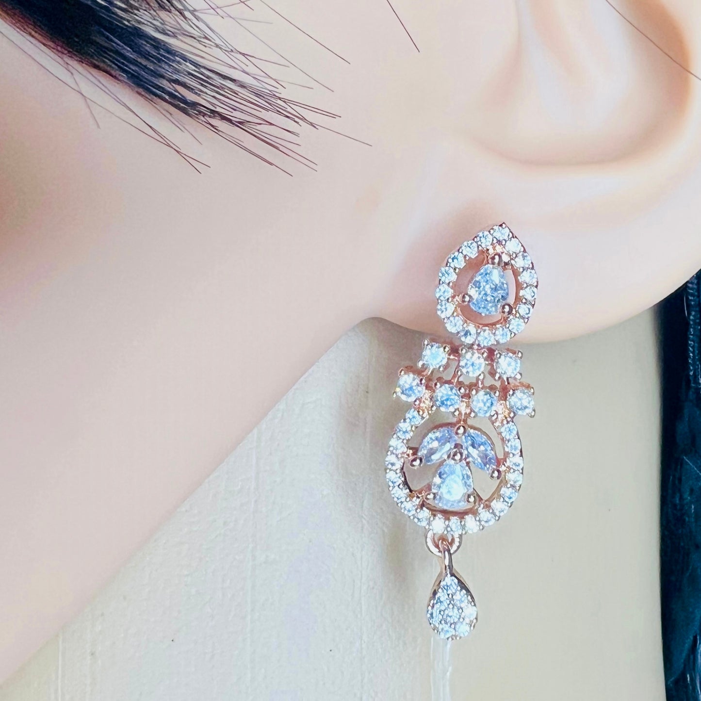 Beautiful Ad Stone Diamond Pendant with black beads Poth Mangalsutra With Earrings