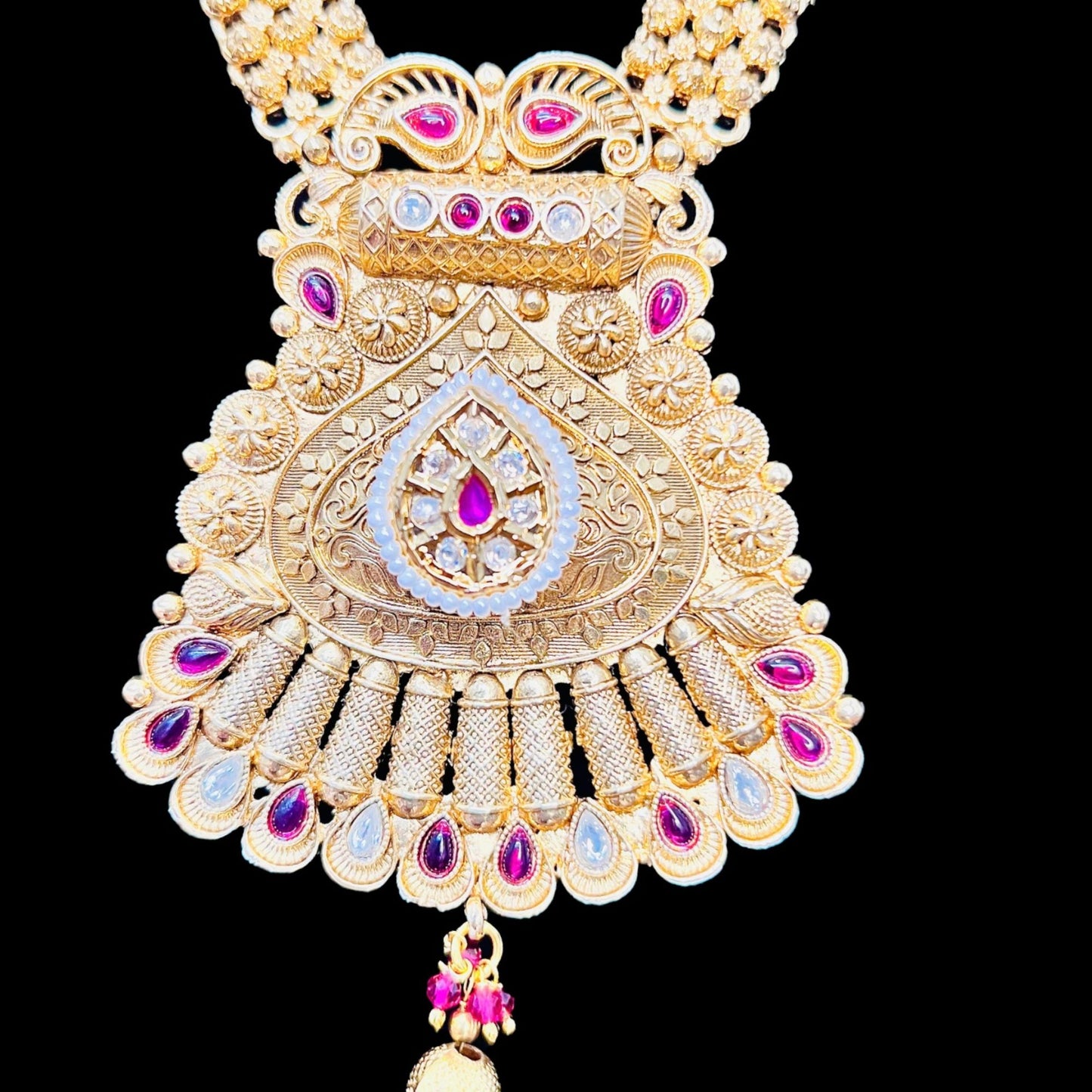 Latest Gold Plated Long Necklace Set With Earrings For Womens, Jewlry For Womens