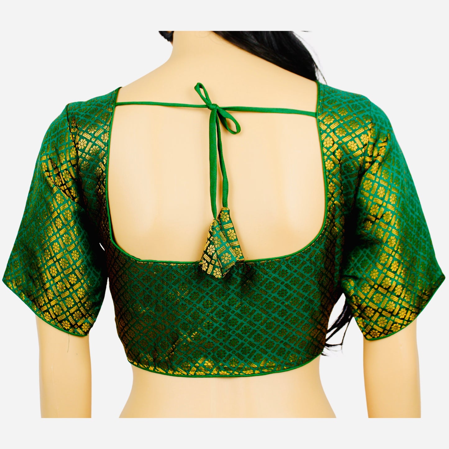 Traditional Green Color Golden Butti Readymade Blouse, Traditional Blouse