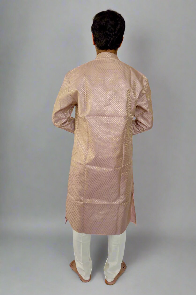 Men's Onion Color Silk Kurta Pajama Set, Kurta Churidaar, Salwar Kameez, Men's Ethnic Wear, Indian Wear, Traditional Wear