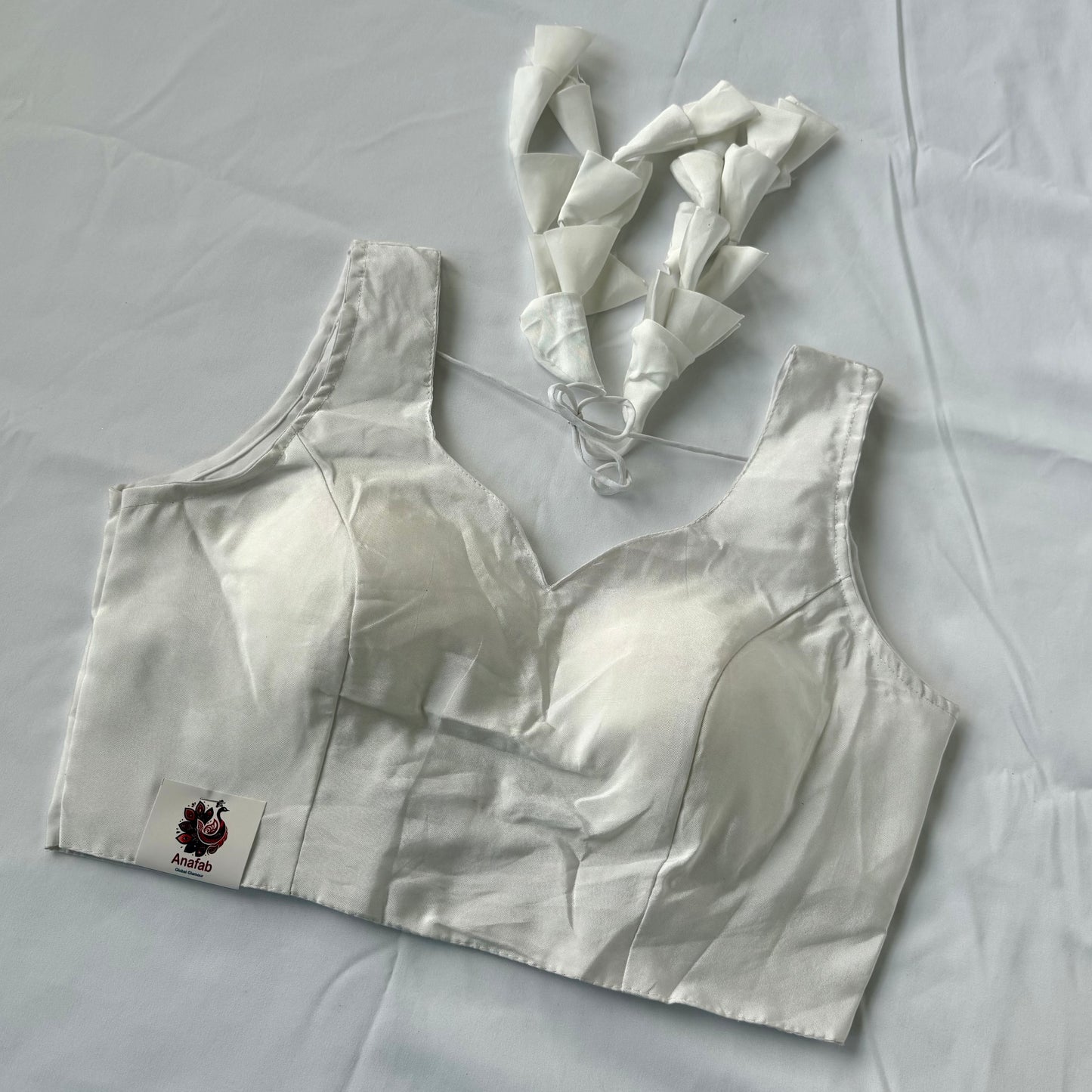 Off White Readymade Saree Blouse Taffeta Fabric Padded Designer Blouse with Latkan Dori & Sleeves | Wedding Party Ethnic Wear Blouse