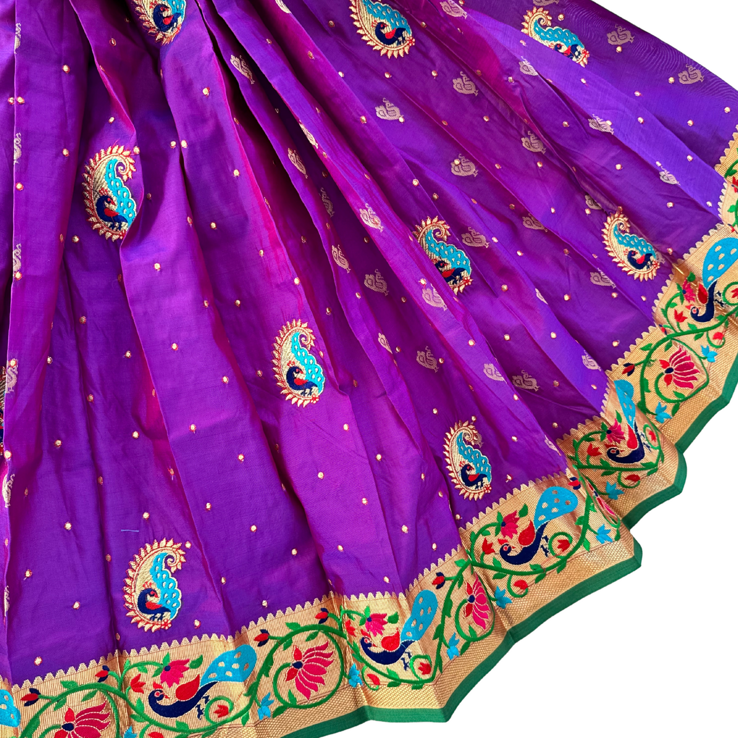 Ready-Made Traditional Purple Paithani Silk Gudi Padwa Saree, Gudi Vastra, Readymade Saree, Paithani saree