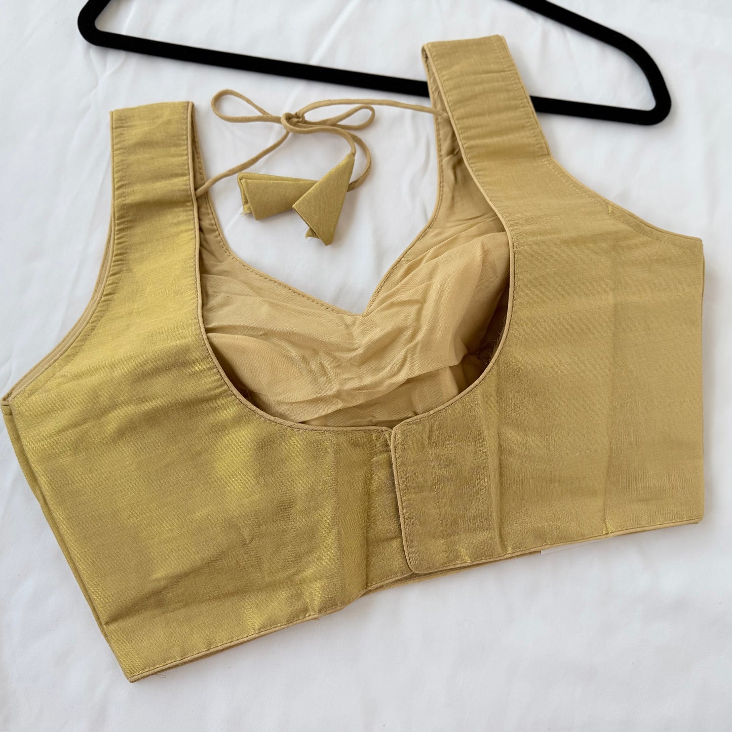 Antique Gold Tissue Silk Saree Blouse, Ready to Wear Golden Blouse, Padded V Neck Blouse, Indian Saree Blouse, Festive Wedding Blouse , Crop