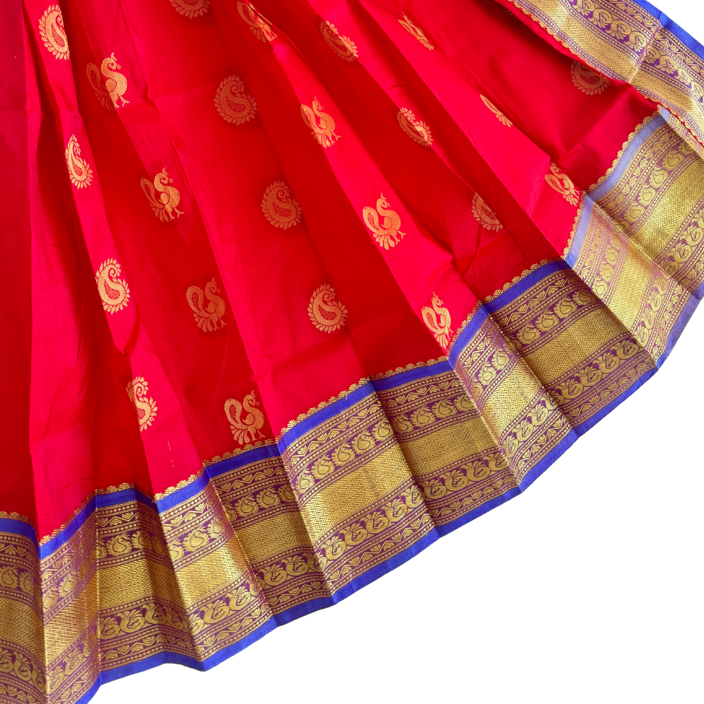 Traditional Gudi Padwa Saree in Festive Red with Golden Buttis & Grand Border