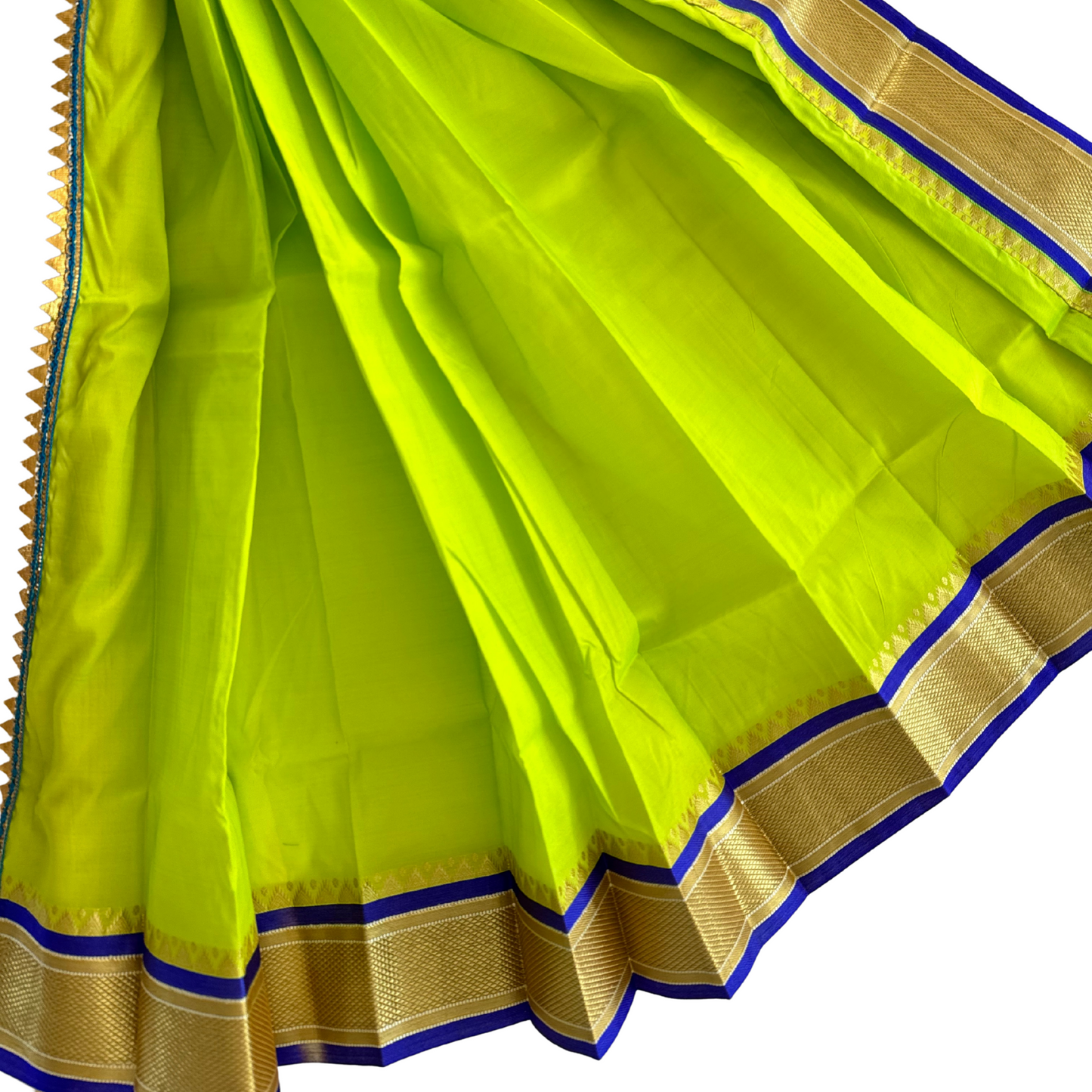Festive Green Gudi Padwa Saree with Purple Paithani Border – Ready to Use