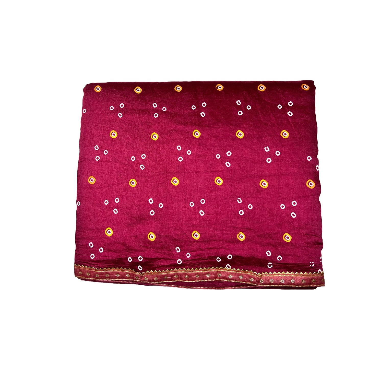 Beautiful Deep Rose Color Bandhani Print with Cotton Mix Bandhej saree