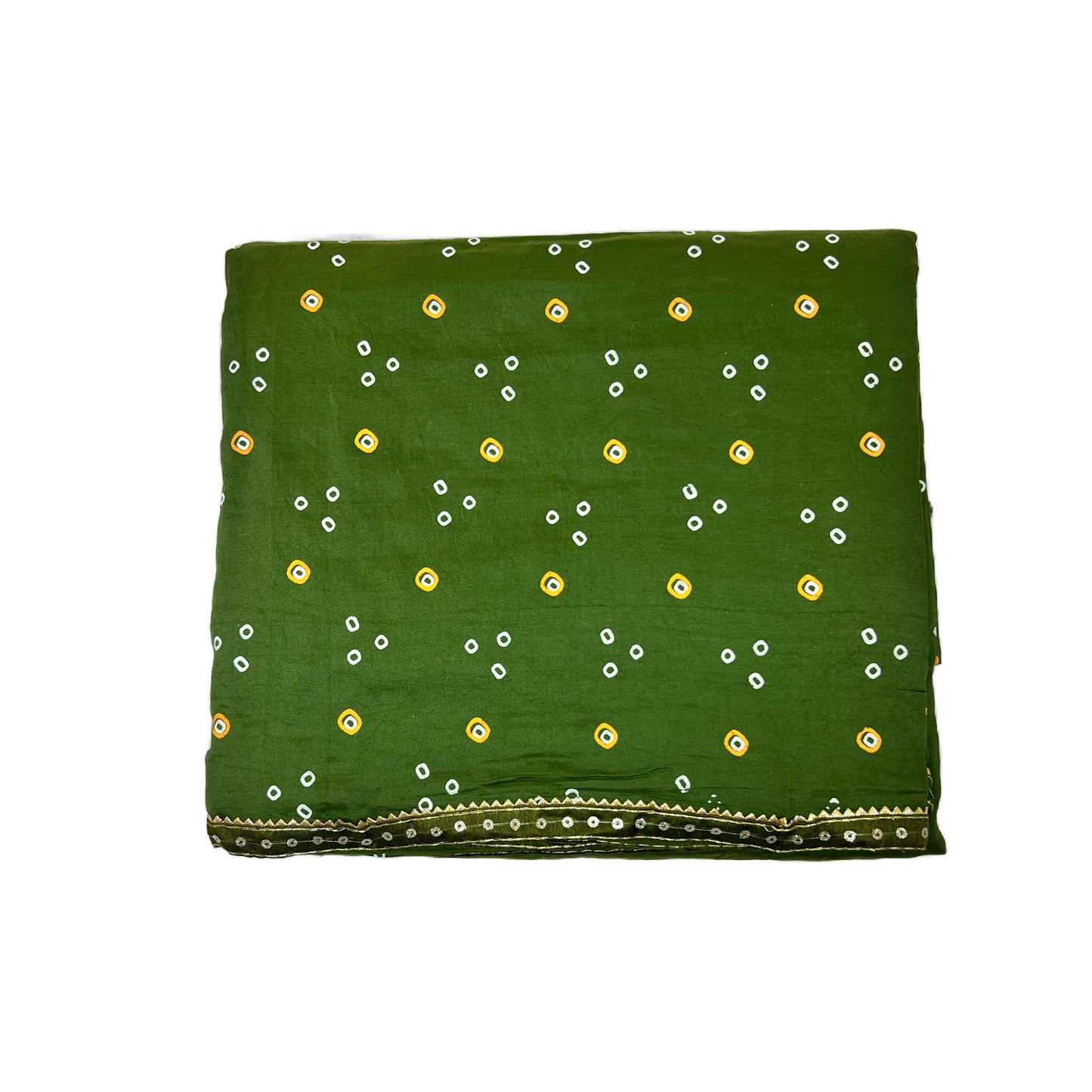 Beautiful Olive Green Color Bandhani Print with Cotton Mix Bandhej saree