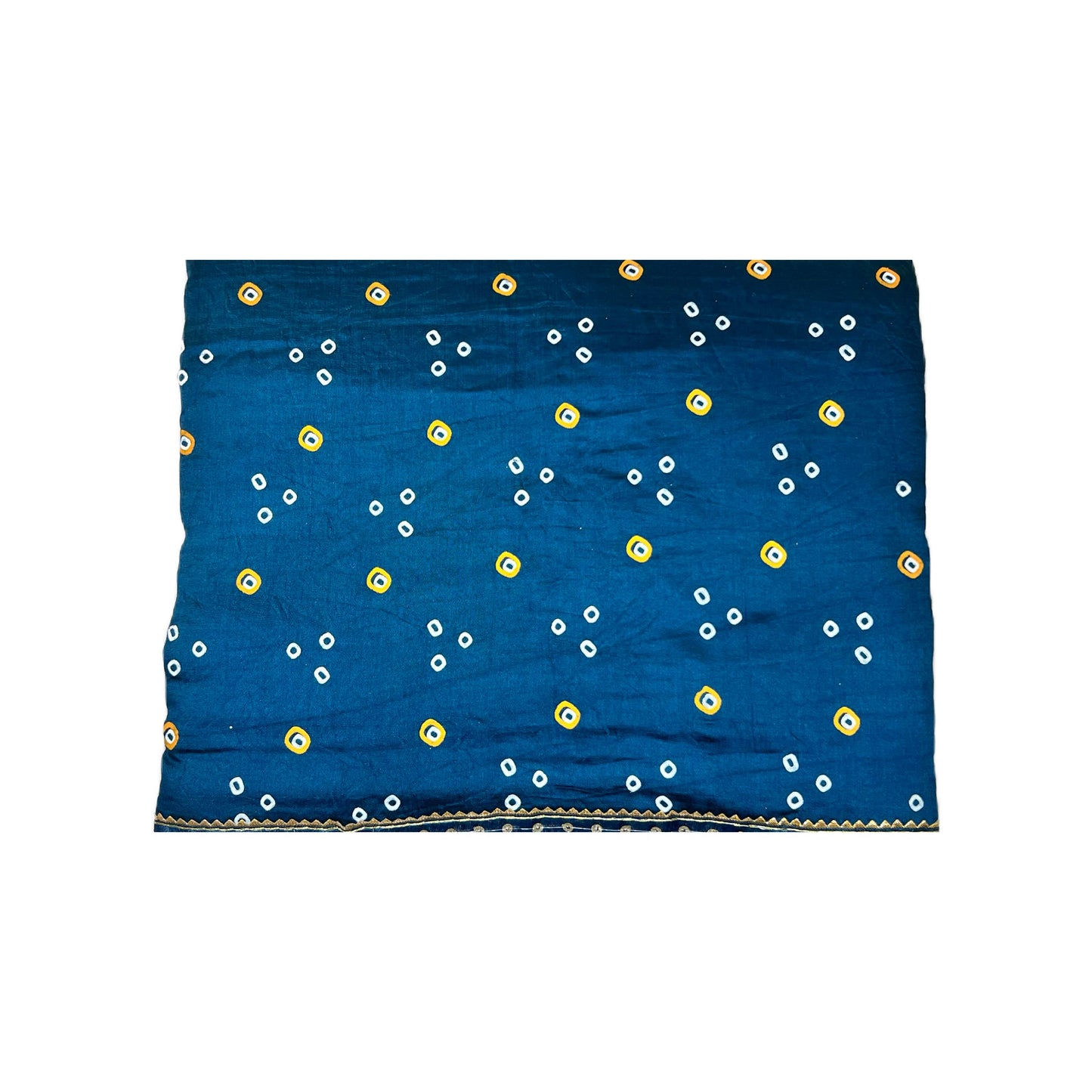 Beautiful Peacock Blue Color Bandhani Print with Cotton Mix Bandhej saree