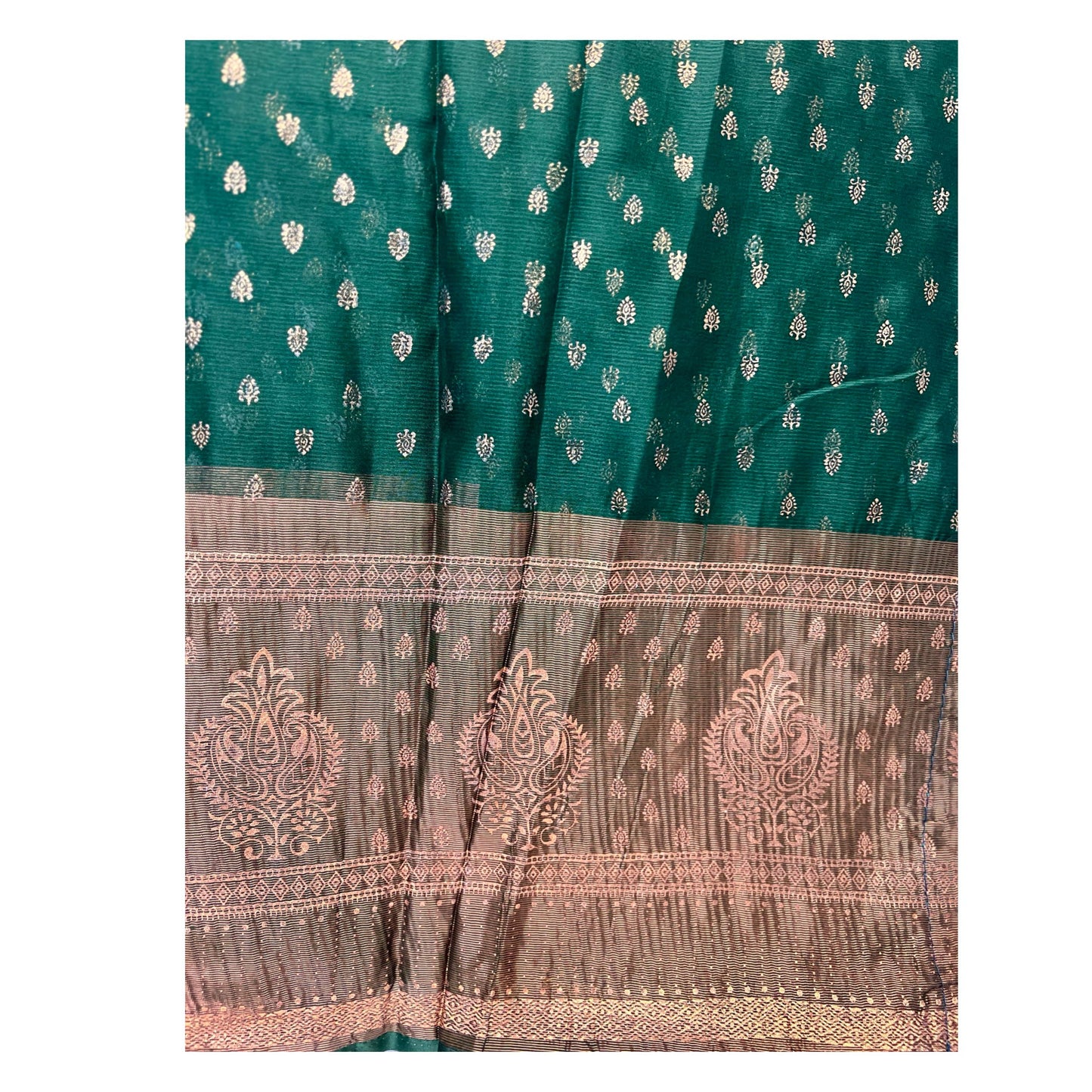 Bottle Green Color New foil work fancy fabric saree