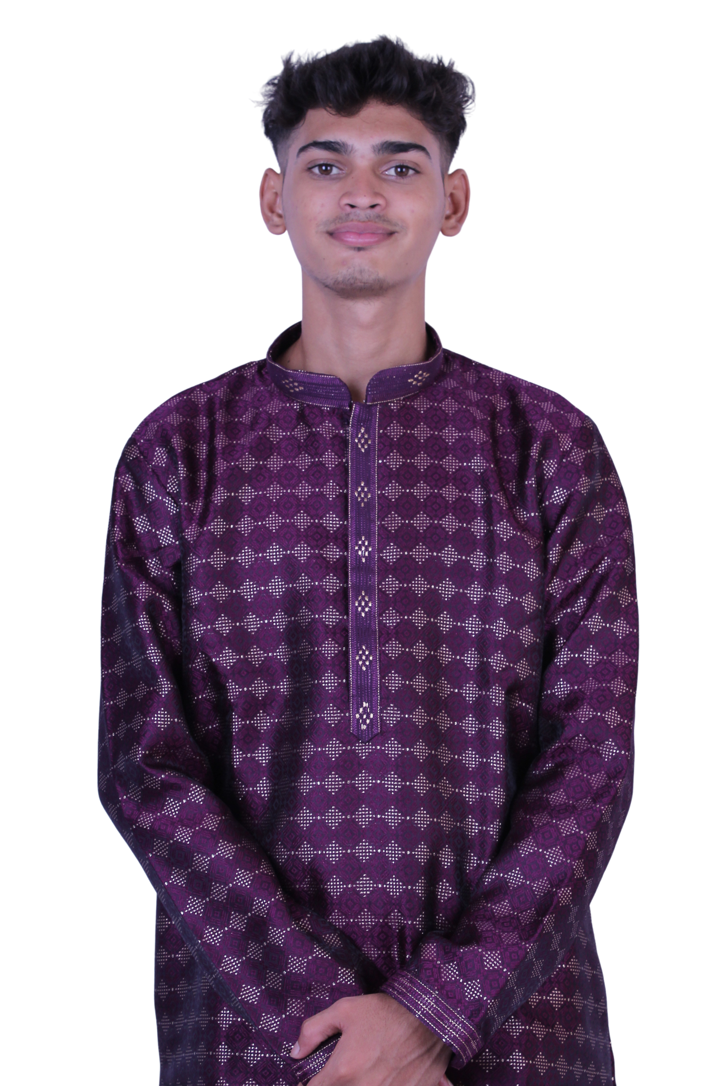 Royal Purple Men’s Kurta with White Pajama | Elegant Festive Look