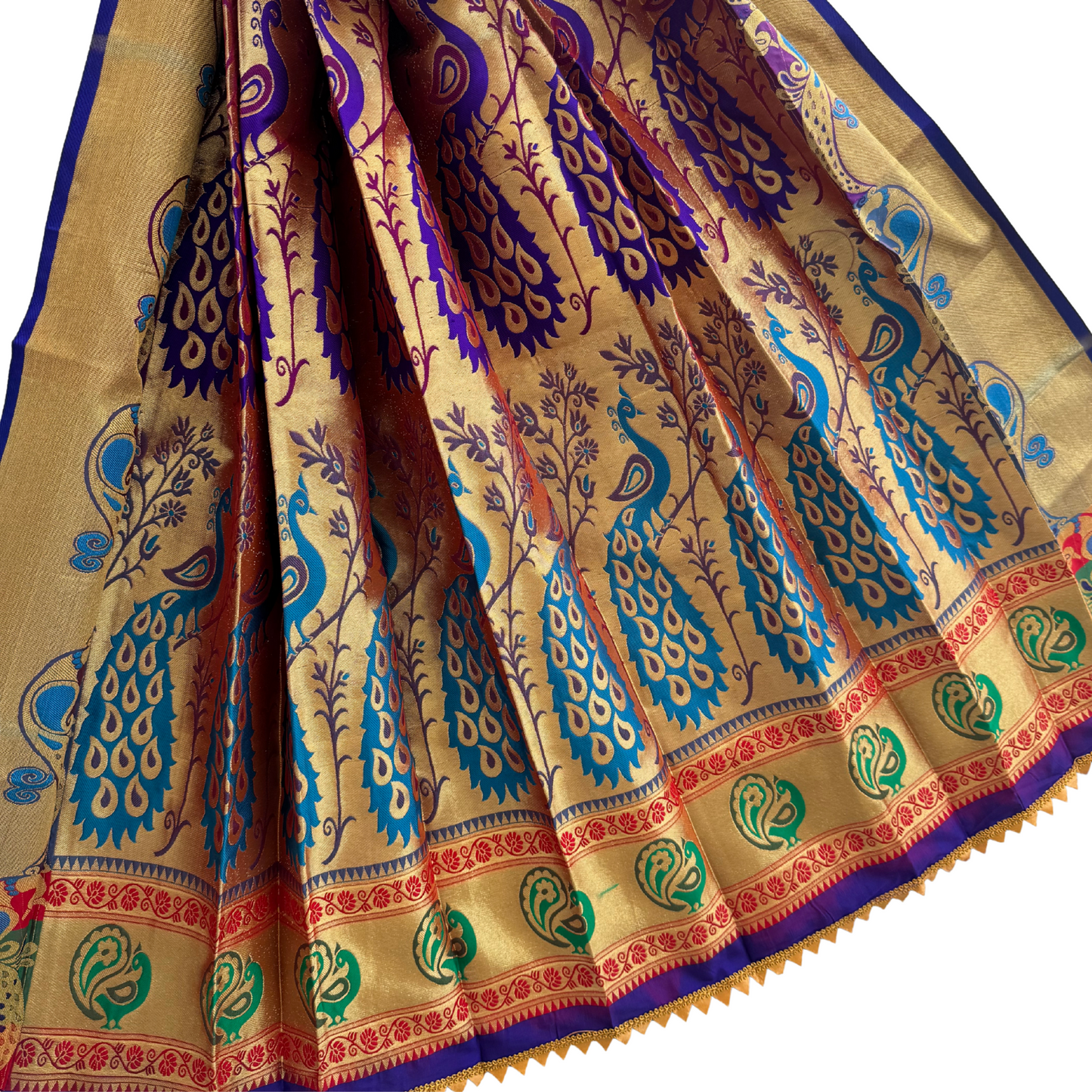 Heavy Peacock Zari Work Paithani Silk Gudi Saree for Gudi Padwa, Gudi Vastra , Ready to use..