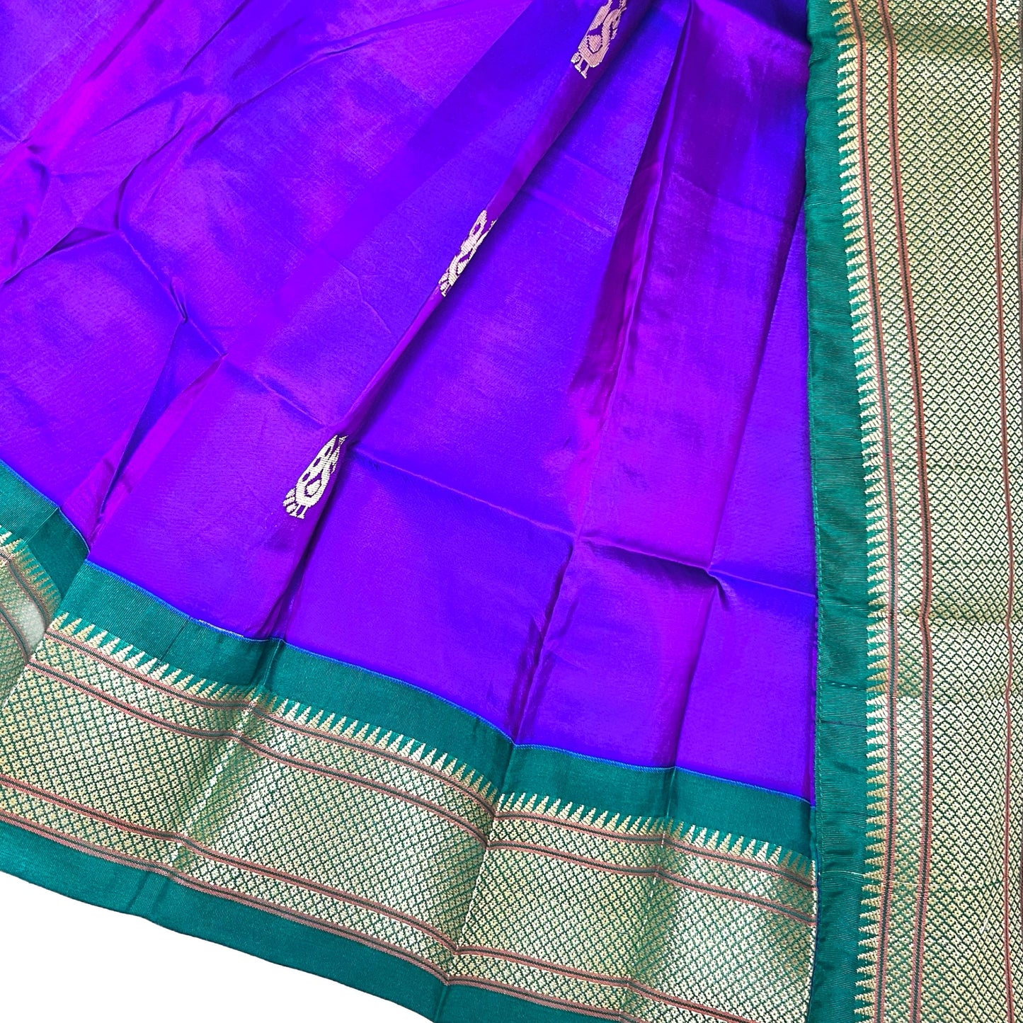 Dark Voilet Paithani Gudi Vastra, Readymade Paithani Saree for Gudi Padwa Pooja Close