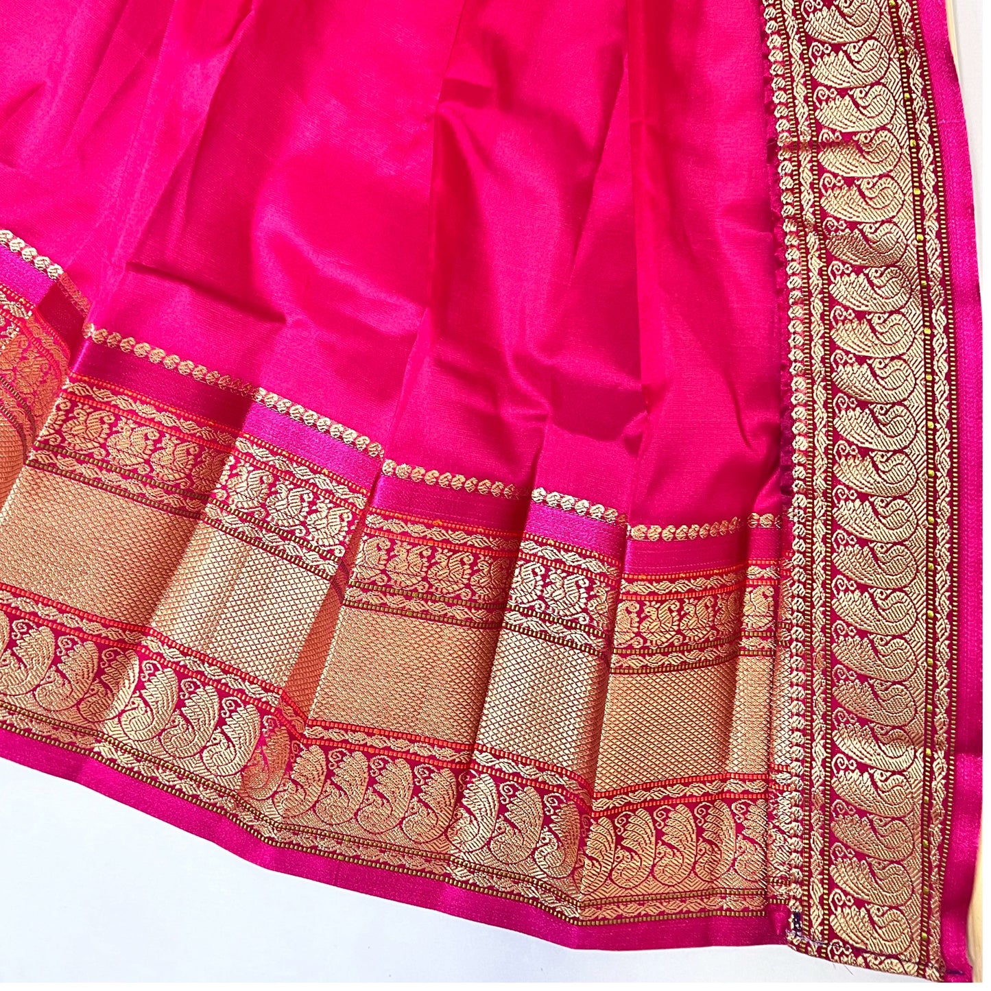 Deep Pink Paithani Gudi Vastra, Readymade Paithani Saree for Gudi Padwa Pooja, Pre Pleates Ready To Use Gudi Saree