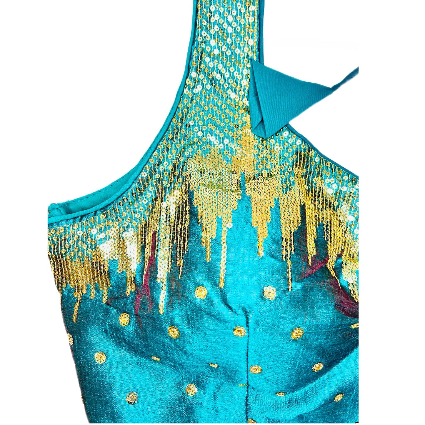 Dual Tone Peacock Blue Color Milan Silk Sequence Work Readymade Blouse, Designer Blouse, Crop Top, Tunic Top, Fancy Blouse, Party Wear Blouse, Wedding Blouse