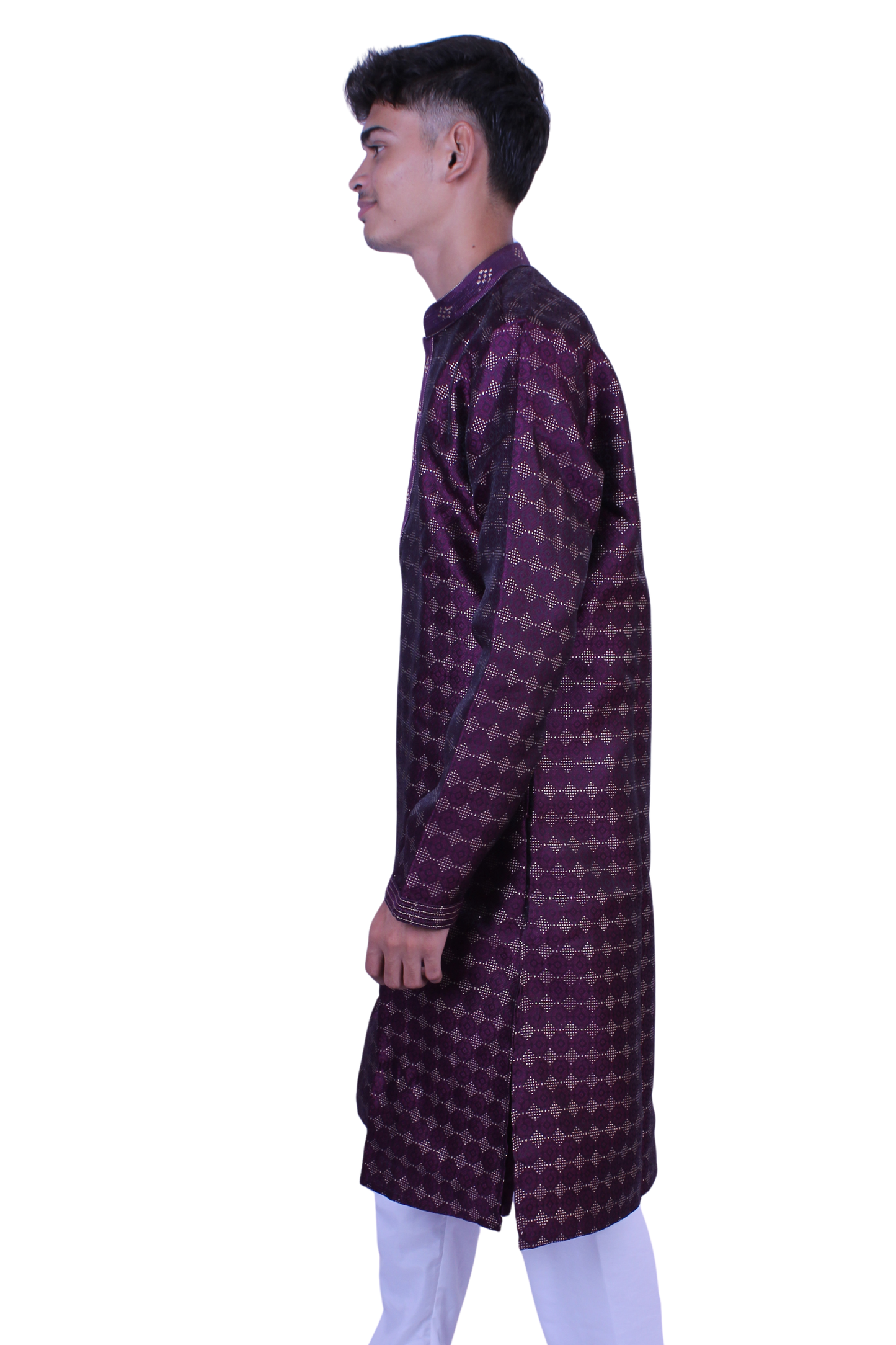 Royal Purple Men’s Kurta with White Pajama | Elegant Festive Look