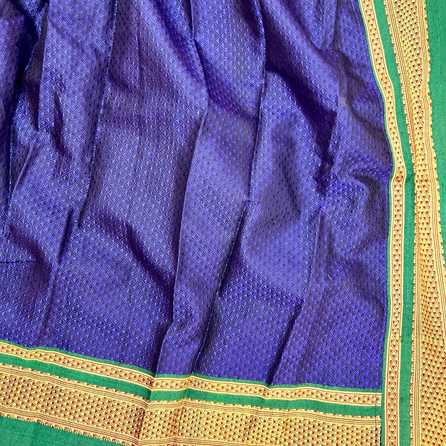 Light Indigo Khan Gudi Vastra, Readymade Khan Saree for Gudi Padwa Pooja, Pre Pleates ready To Use Gudi Saree