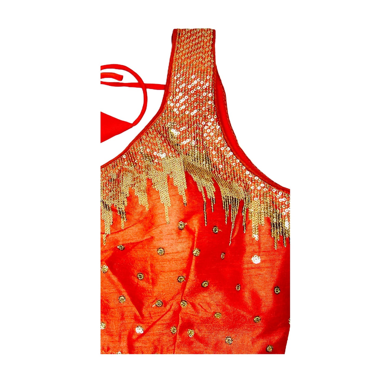Orange Color Milan Silk Sequence Work Readymade Blouse, Designer Blouse, Crop Top, Tunic Top, Fancy Blouse, Party Wear Blouse, Wedding Blouse