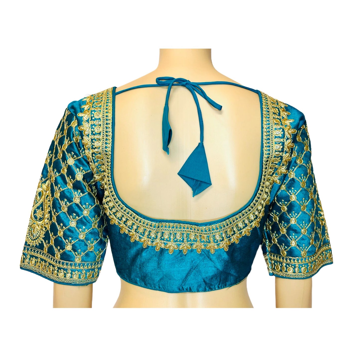 Peacock Green Color Trendy Women's Jacquard Embroidered Readymade Blouse, Designer Blouse, Crop Top, Tunic Top, Fancy Blouse, Bridal Blouse, Party Wear Blouse, Padded Blouse, Choli Blouse, Wedding Blouse
