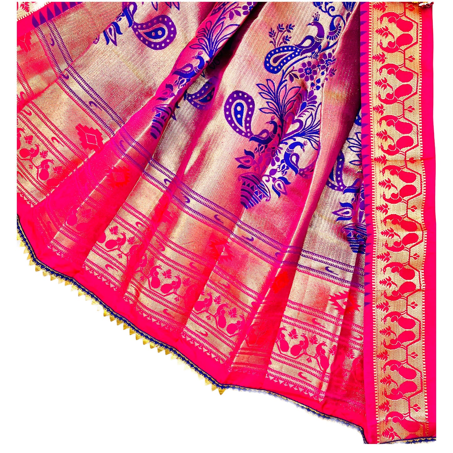 Pinkish Red Paithani Gudi Vastra, Readymade Paithani Saree for Gudi Padwa Pooja Close