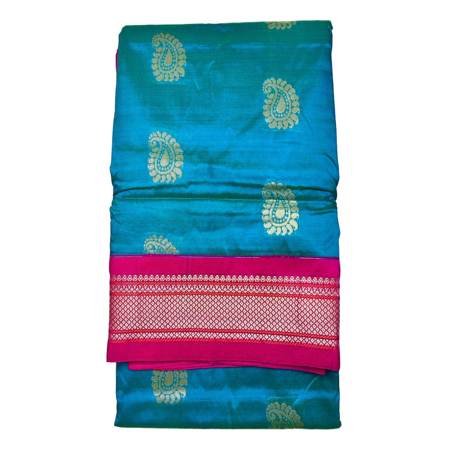 Rich_Electric_Blue_and_Red_Semi_Silk_Paithani_Saree_single