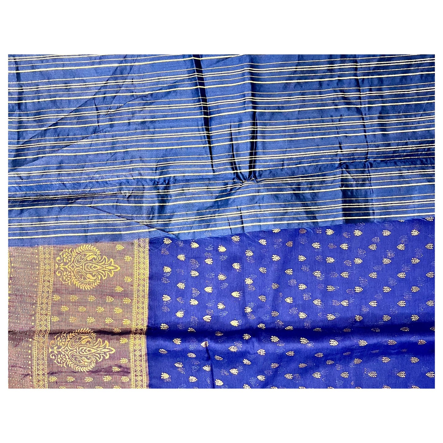 Royal Blue Color New foil work fancy fabric saree