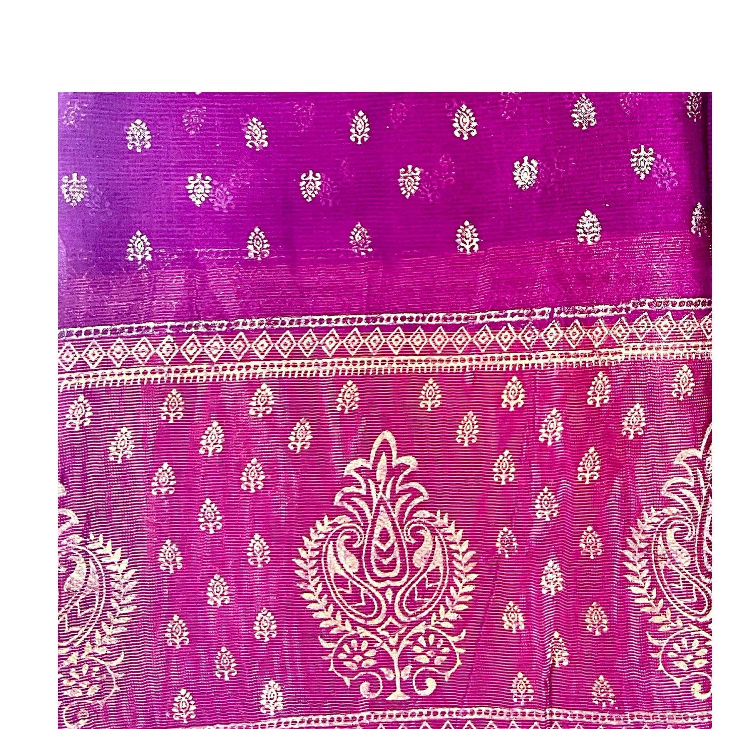 Warm Purple Color New foil work fancy fabric saree