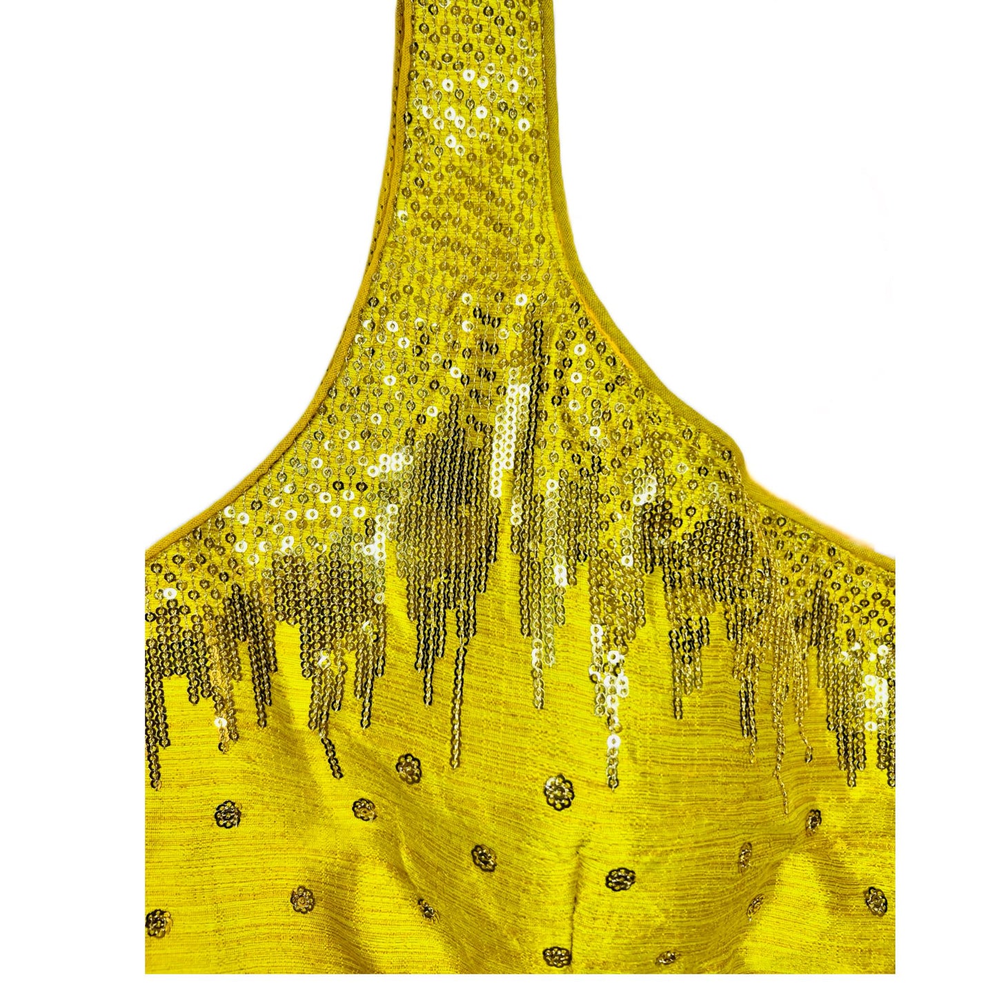 Yellow Color Milan Silk Sequence Work Readymade Blouse, Designer Blouse, Crop Top, Tunic Top, Fancy Blouse, Party Wear Blouse, Wedding Blouse