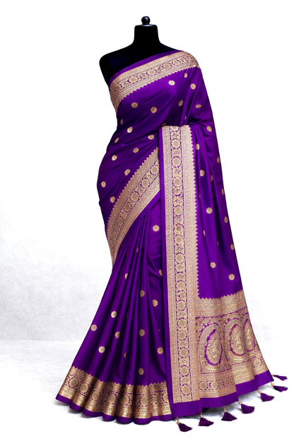 Purple Soft Silk Saree,Maharashtrian Zari Butti Saree, Traditional Saree, Festive Wedding Wear Saree, Rich Pallu Sari, Gift for Women