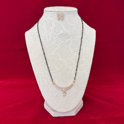 Rose Gold AD Mangalsutra with Earrings | Elegant Diamond Look Mangalsutra | Minimalist Daily Wear Mangalsutra | Modern Indian Mangalsutra |