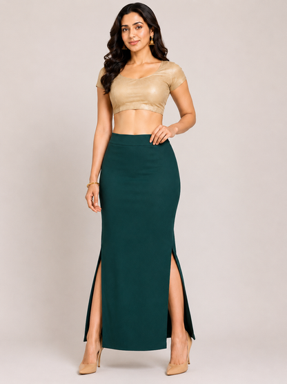 Bottle green Saree Shapewear Petticoat for Women | Saree Inner Skirt | Mermaid Fit Saree Underskirt | Saree Shaper |Comfortable Saree wear