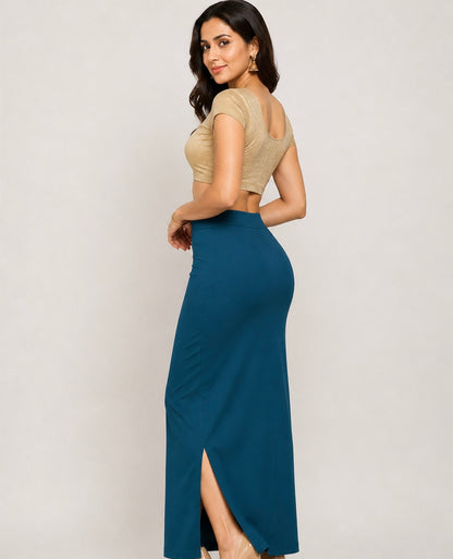 Teal Saree Shapewear Petticoat for Women | Saree Inner Skirt | Mermaid Fit Saree Underskirt | Side Slit Saree Shaper |Comfortable Saree wear