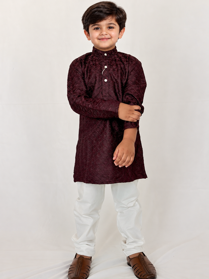 Boys Wine Color Kurta Pajama Set, Kids Indian Ethnic Wear, Soft Imported Fabric Kurta Set, Diwali Wedding Outfit, Traditional Boys Dress