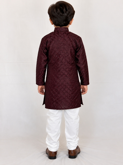 Boys Wine Color Kurta Pajama Set, Kids Indian Ethnic Wear, Soft Imported Fabric Kurta Set, Diwali Wedding Outfit, Traditional Boys Dress