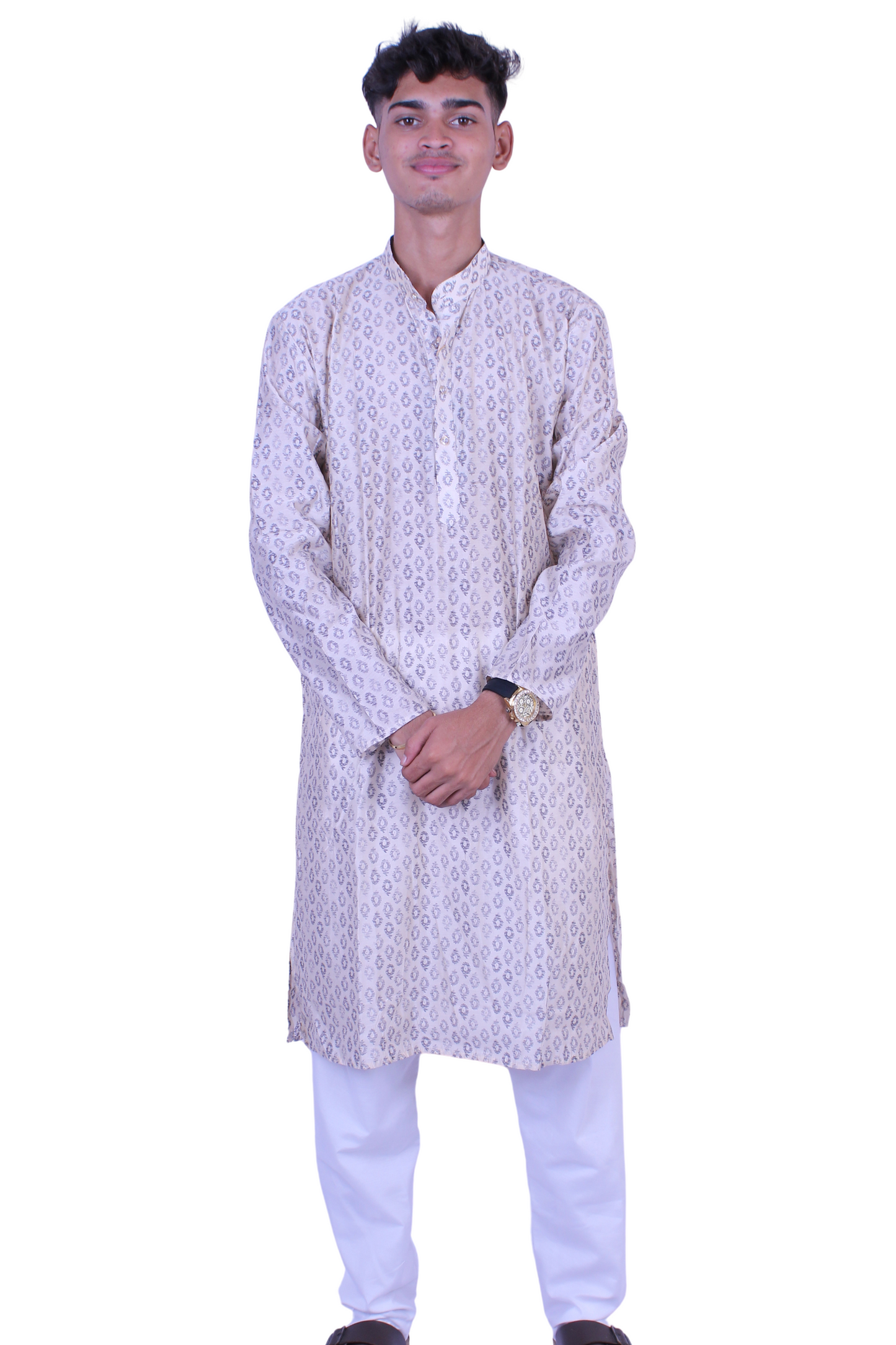 Men’s Beige Printed Kurta Pajama Set | Indian Ethnic Wear for Wedding, Festival & Party, Mens Traditional wear, Engagement outfit