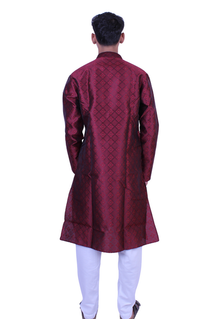 Men’s Maroon Silk Blend Kurta Pajama | Traditional Indian Ethnic Wear for Weddings & Festivals, Festive wear, Traditional wear, Kurta Pajama
