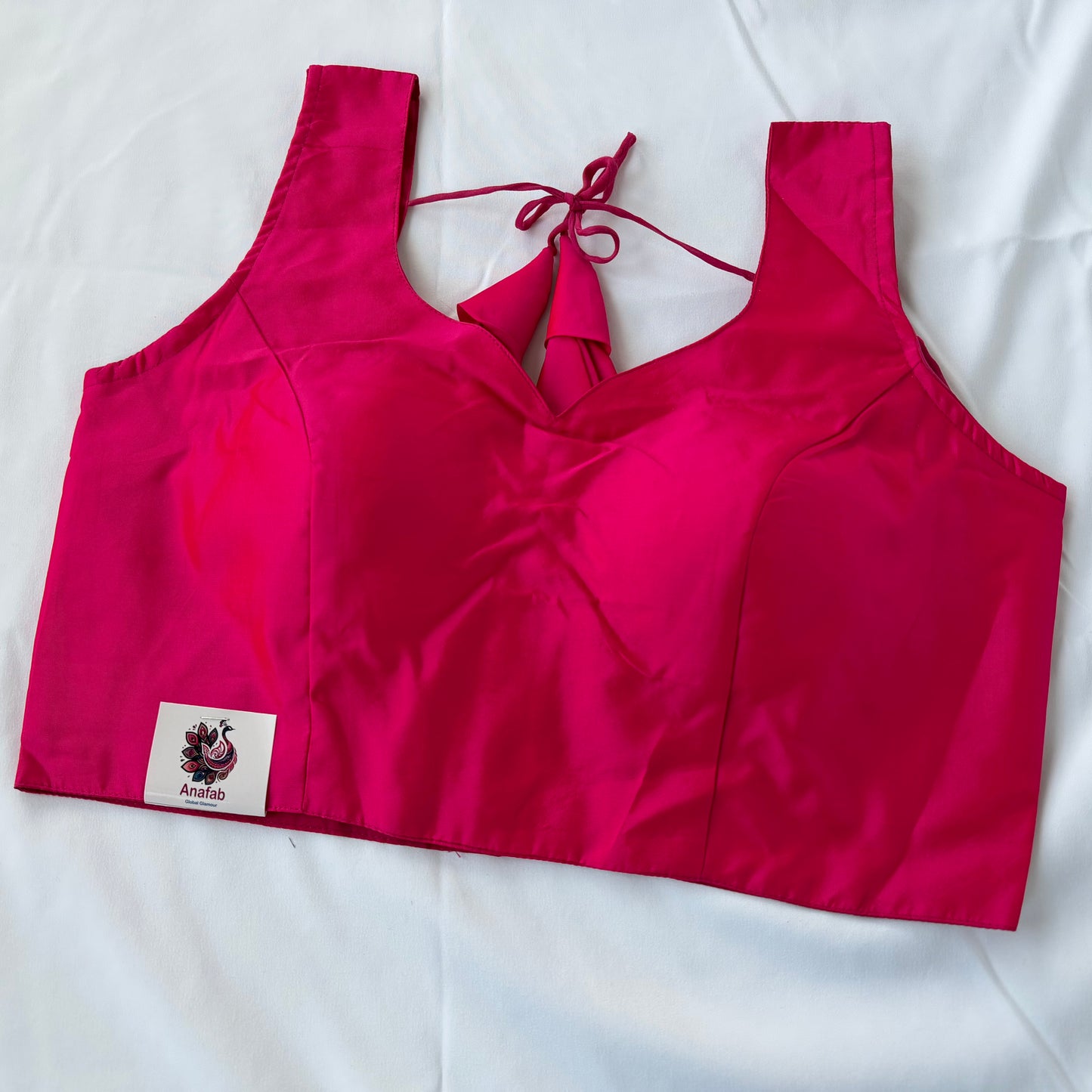 Deep Rani Pink Saree Blouse Ready to Wear, Taffeta Sleeveless Blouse, Indian Padded Blouse 38-42, Paithani Nauvari Blouse, Sleeves Included
