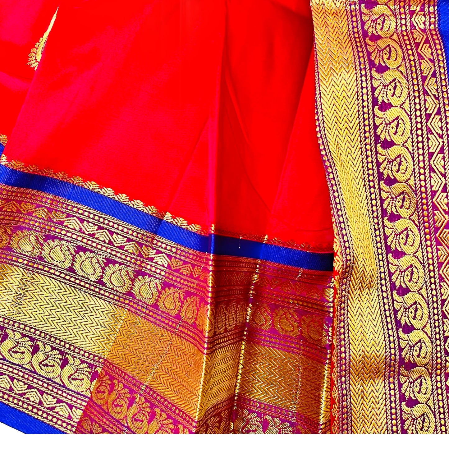 Red Paithani Gudi Vastra, Readymade Paithani Saree for Gudi Padwa Pooja Close