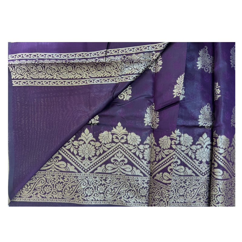 Dark Purple Jacquard Banarasi Silk Saree