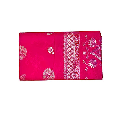 Raspberry Pink Jacquard Banarasi Silk Saree