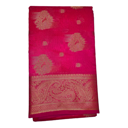 Rose Red Cotton Silk Mix Saree