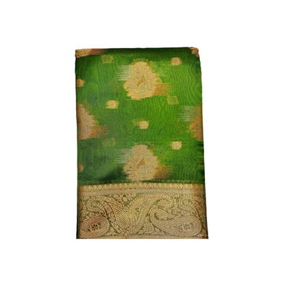 Leaf Green Cotton Silk Mix Saree Fold