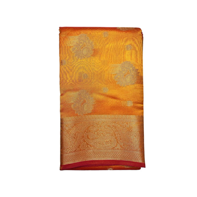 Dual Tone Mustard Yellow Cotton Silk Mix Saree