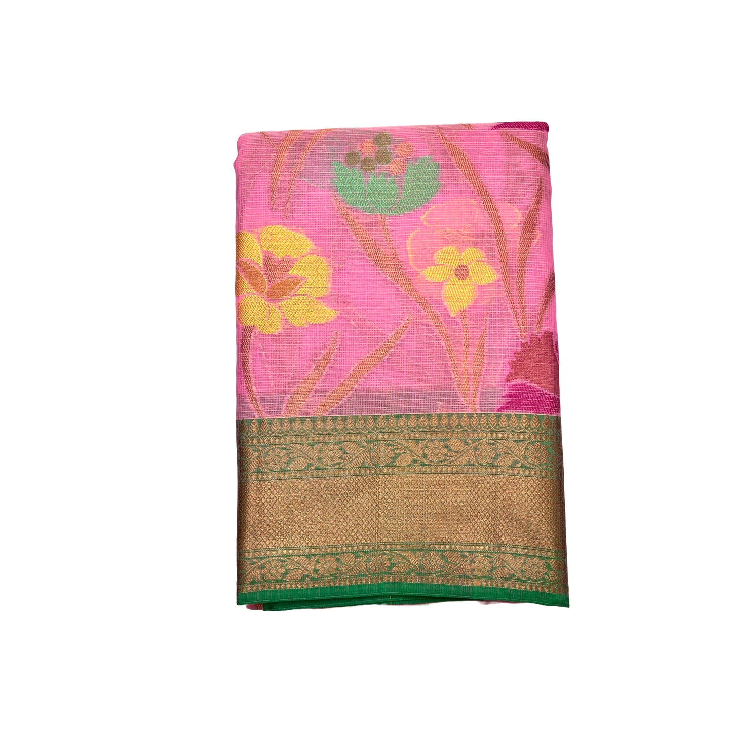 Rose Pink Color Floral Linen Cotton saree