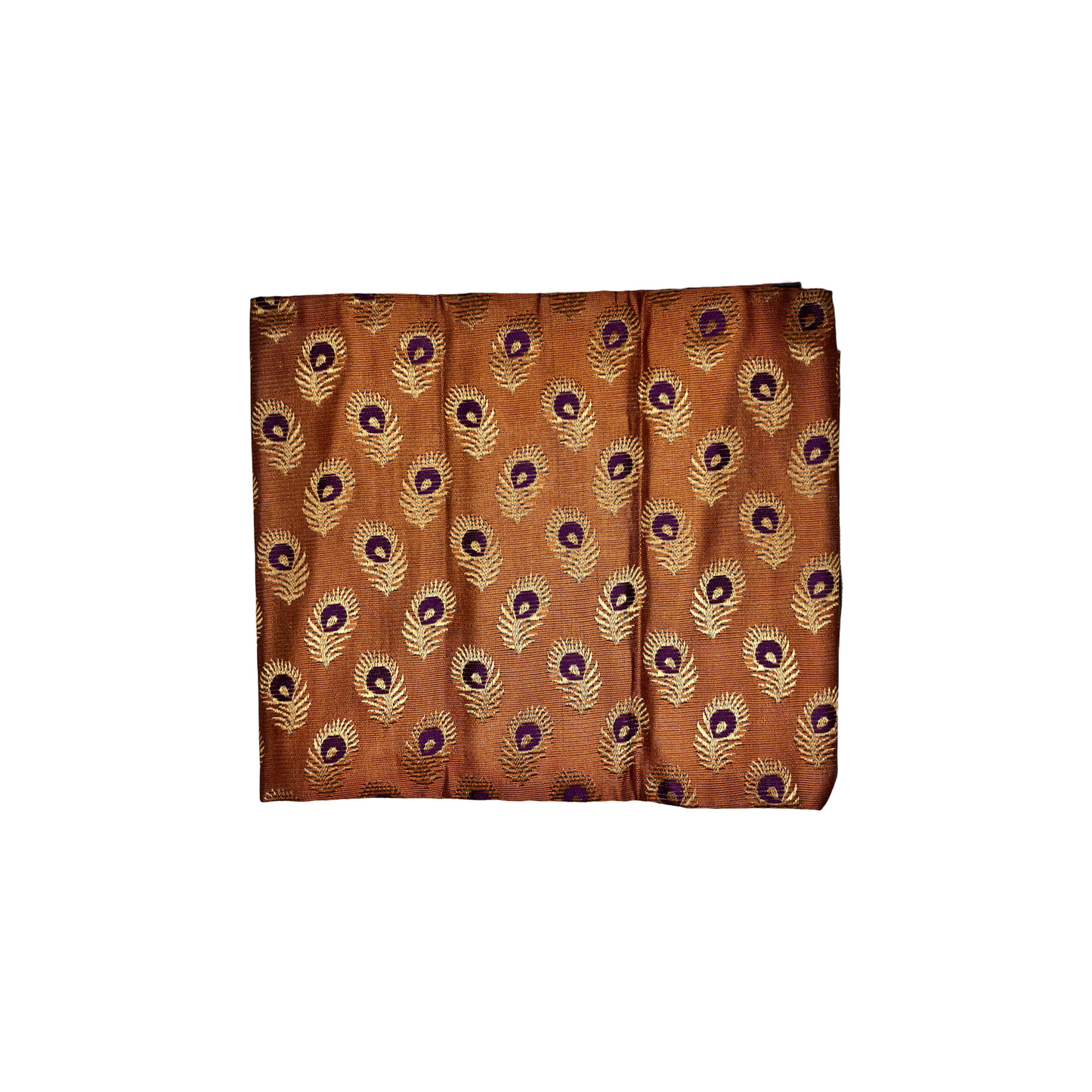 Mor Pankh Peacock Feather Zari butti beautiful design blouse piece Copper / pooja blouse piece